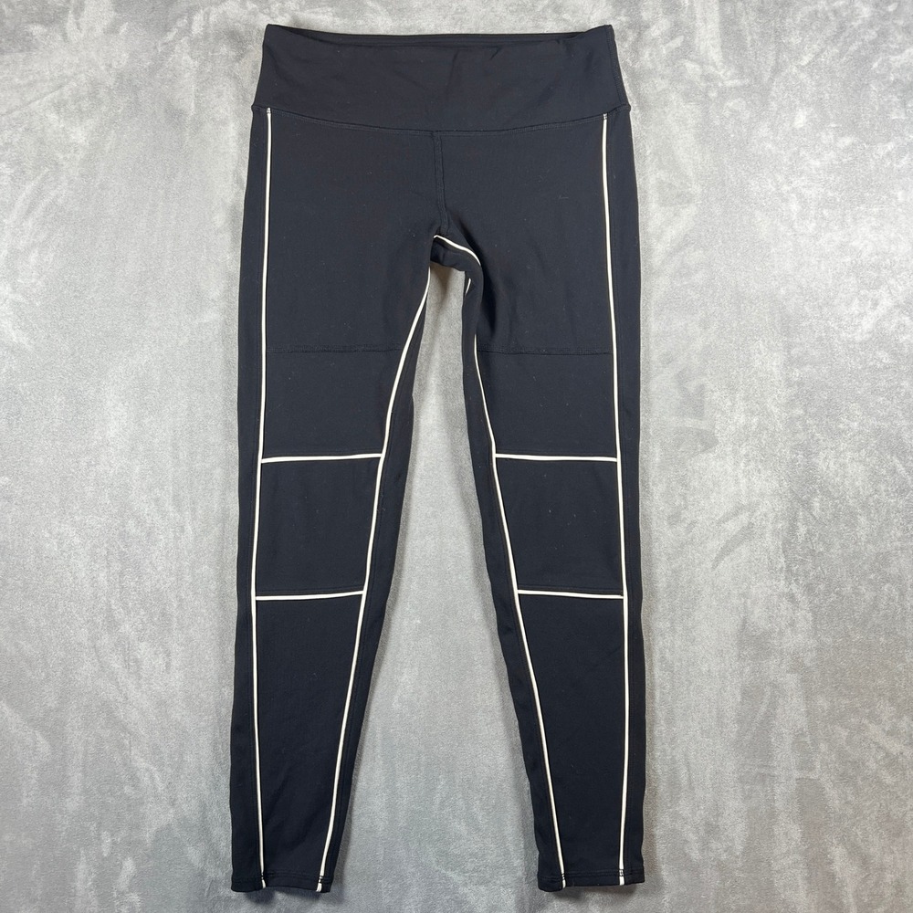 Alo Yoga Womens Guard 7/8 Leggings Black Bone White Activewear Size S‎